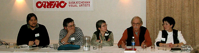 Panelists discussing their web sites at the Internet Conference