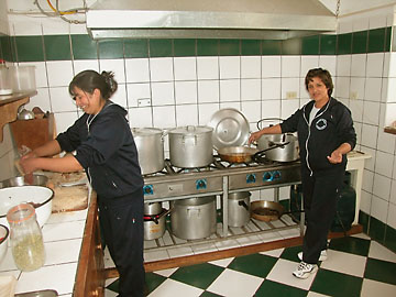 In the kitchen at the Ninos Restaurant