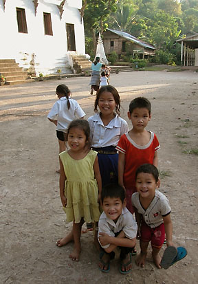 A curious group of kids in Luang Prabang