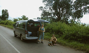 Our broken-down minivan on the way to Vientiane